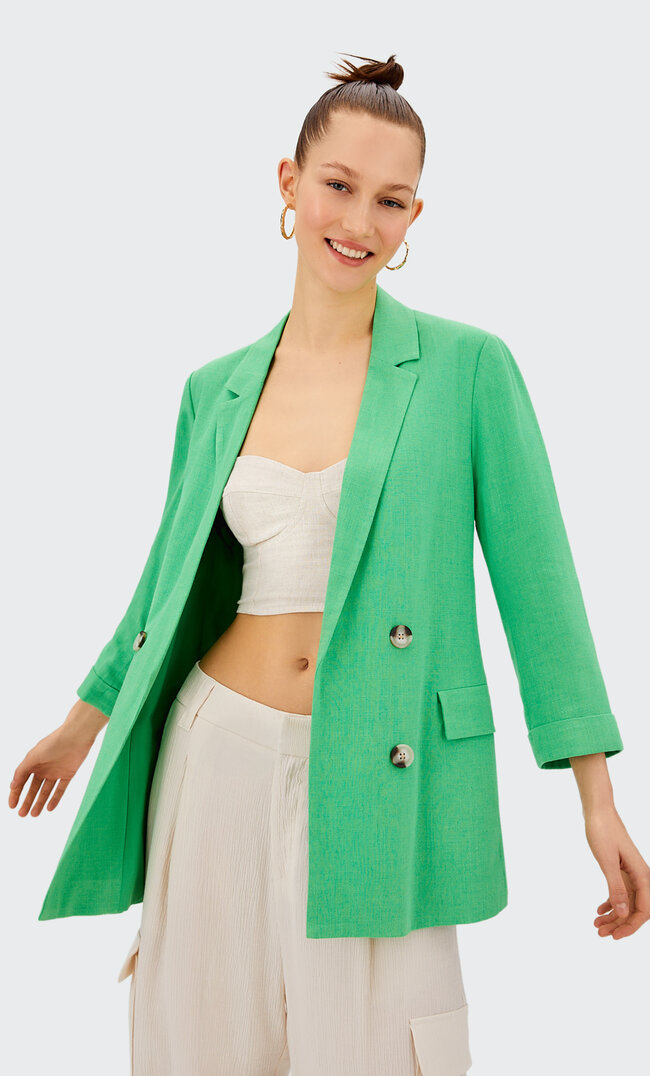 

Stradivarius Offener, Rustikaler Blazer Grün S