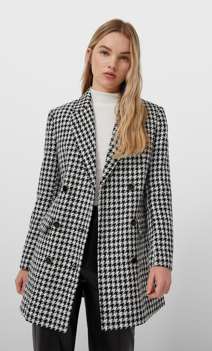 stradivarius check coat