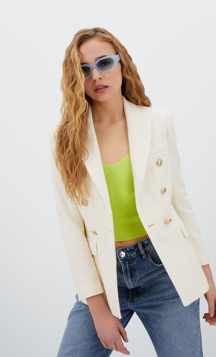 Blazer with metal buttons