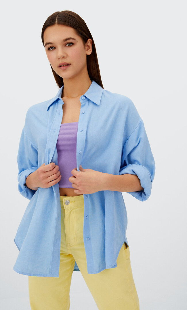 

Stradivarius Rustikales Hemd Daily Himmelblau M