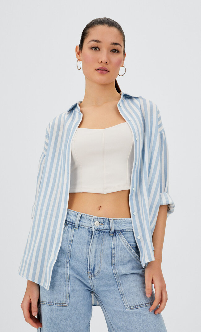 

Stradivarius Rustikales Hemd Daily Himmelblau Xl