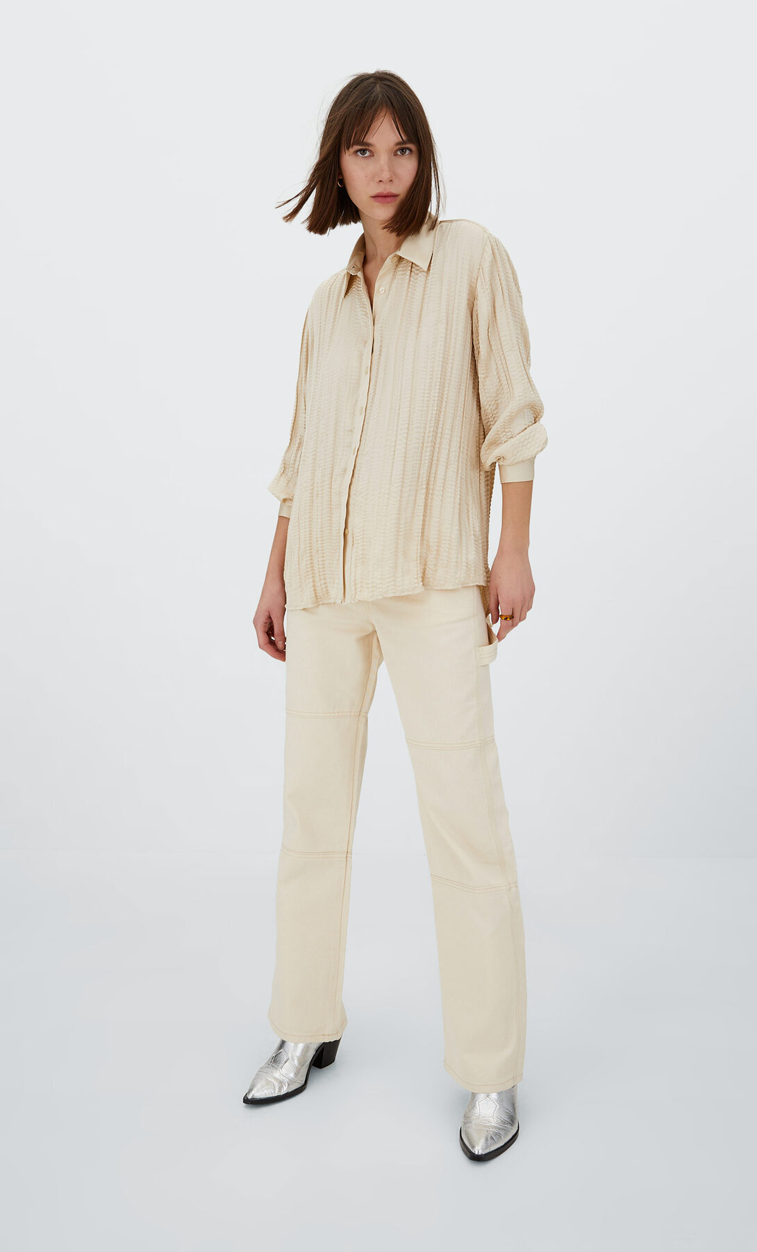 Pleated satin shirt - Women's fashion 