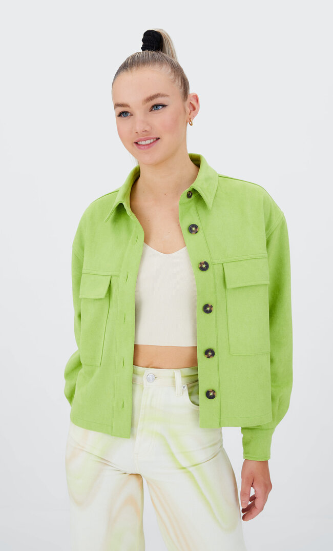 

Stradivarius Hemdjacke Aus Wildlederimitat Grün M