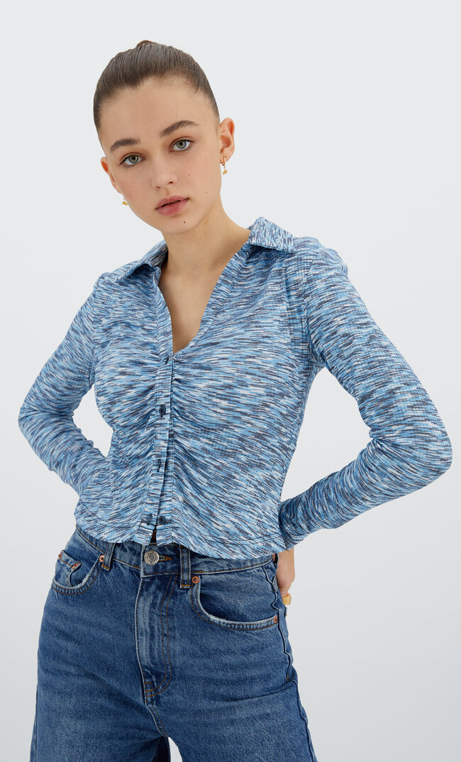 

Stradivarius Hemd Mit Raffung Blau M