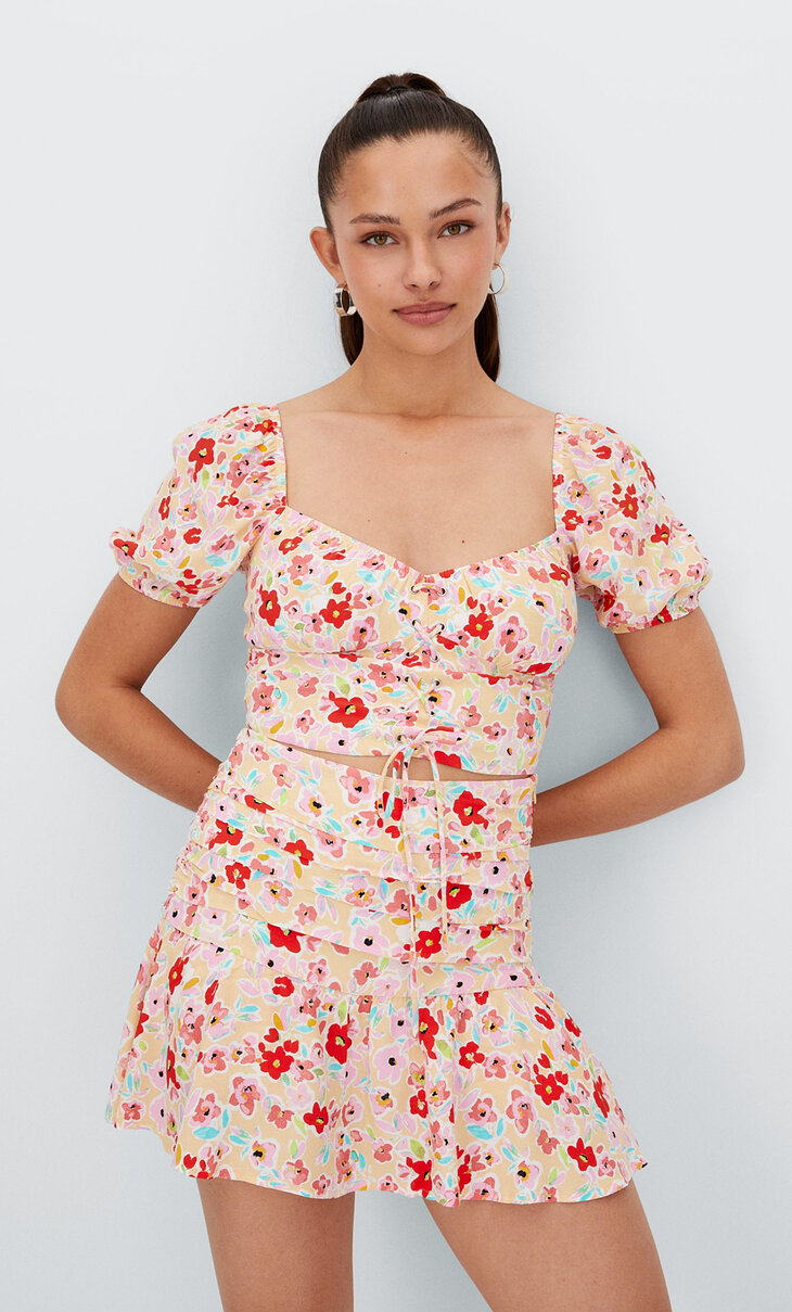 Stradivarius - Lace-up bustier top