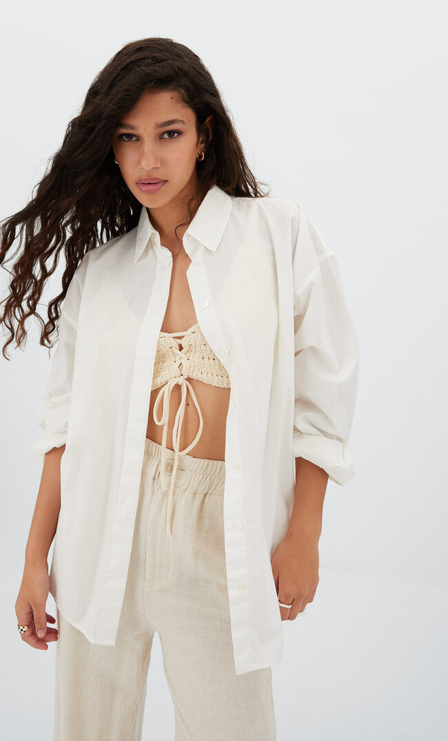 

Stradivarius Boyfriend-Hemd Weiß S