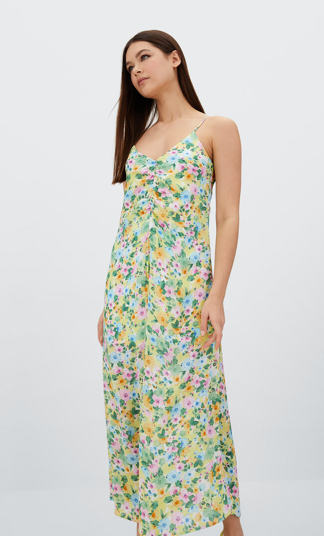 Stradivarius Midikleid In Lingerie-Optik Aquamarin L