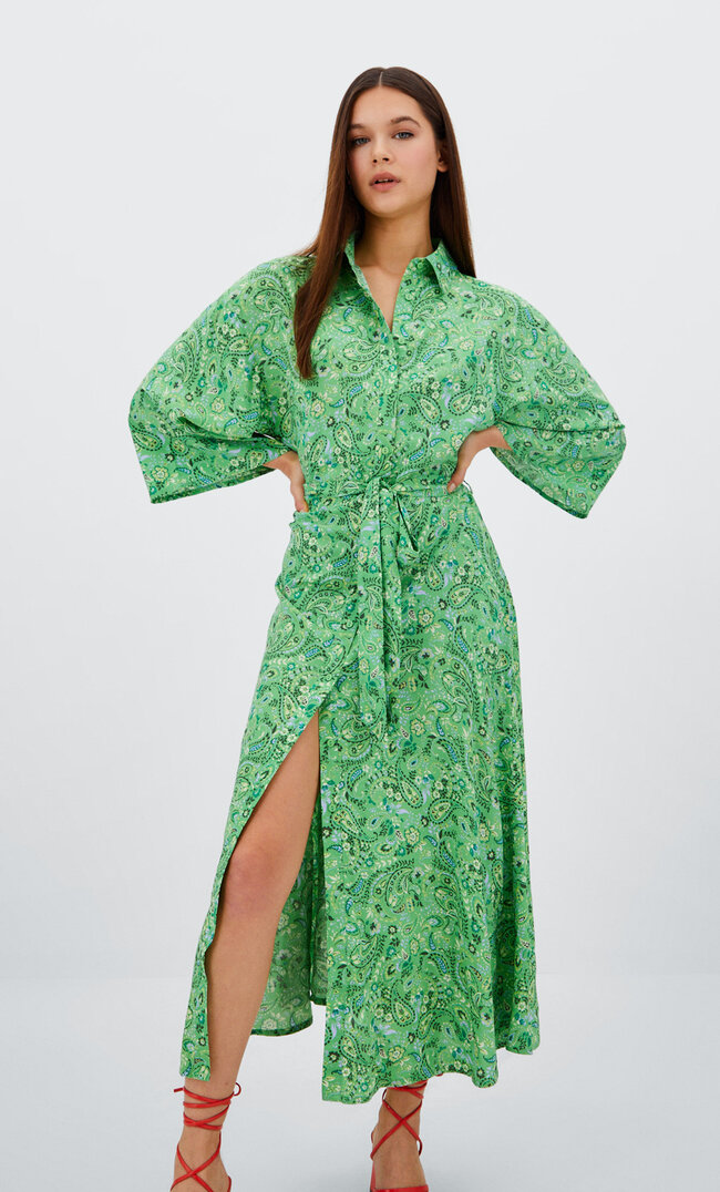 

Stradivarius Hemdkleid In Midilänge Grün L