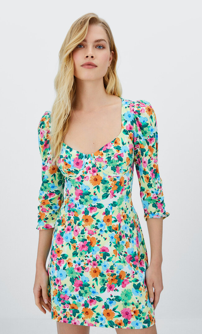 

Stradivarius Kurzes Kleid Mit Herzausschnitt Aquamarin Xs