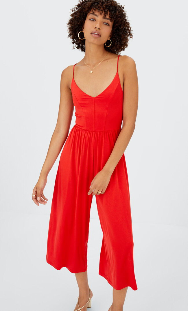 Stradivarius Jumpsuit In Satinoptik Rot Xs
