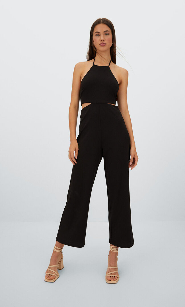 

Stradivarius Neckholder-Jumpsuit Aus Strick Schwarz L