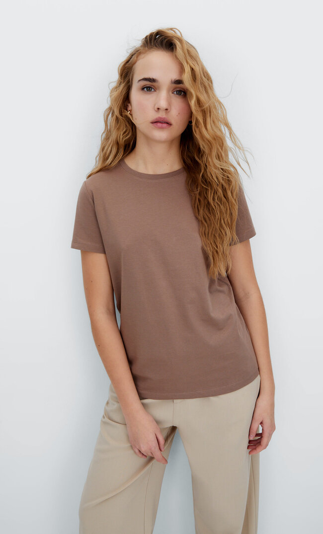 Stradivarius Basic T-Shirt Braun Xxl