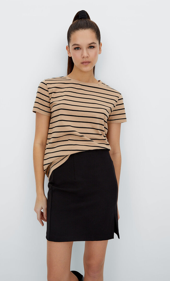 Stradivarius Koszulka Basic Beżowy L