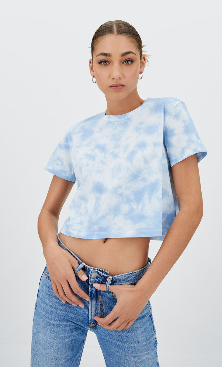 Tie-dye print cropped T-shirt