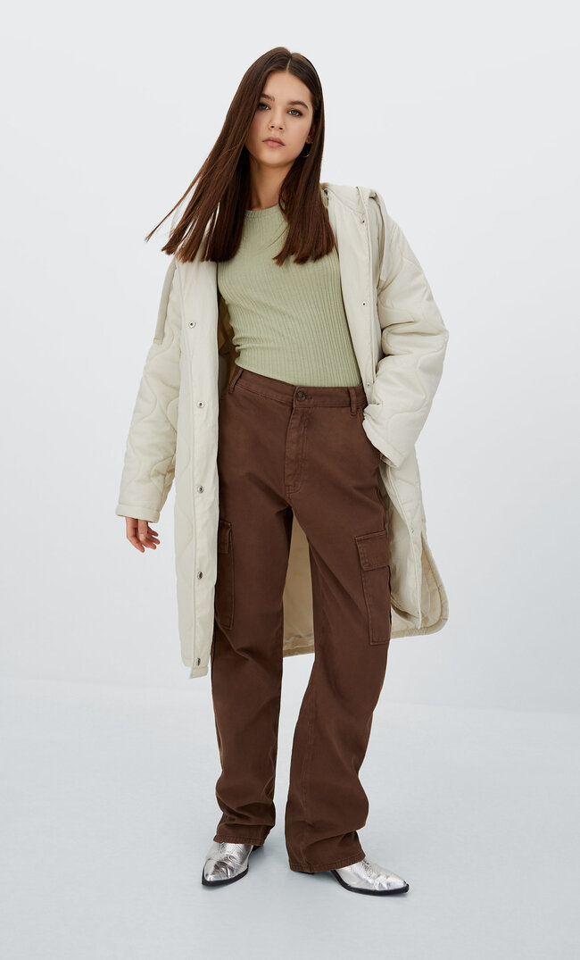 

Stradivarius Shirt Mit Ärmeln Bis Zum Ellbogen Khaki Xl