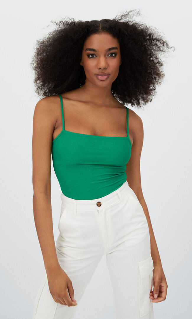 

Stradivarius Body Mit Spaghettiträgern Grün Xs