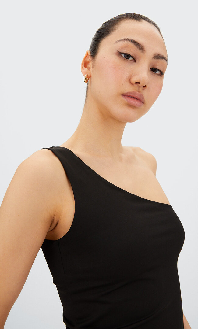 

Stradivarius Asymmetrisches Basic-Top Schwarz Xl