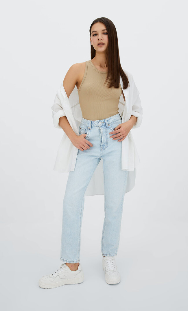 

Stradivarius Nahtloses Shirt Mit Racerback Steingrau L