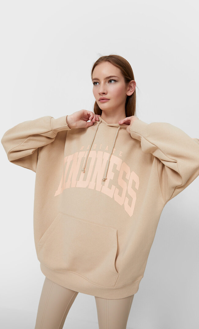 

Stradivarius Bluza Oversize Z Napisem Brązowy M
