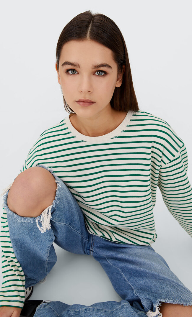 

Stradivarius Gestreiftes T-Shirt Grün S