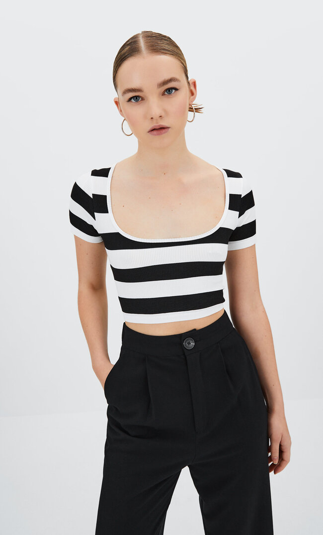 

Stradivarius Nahtloses T-Shirt Weiß S
