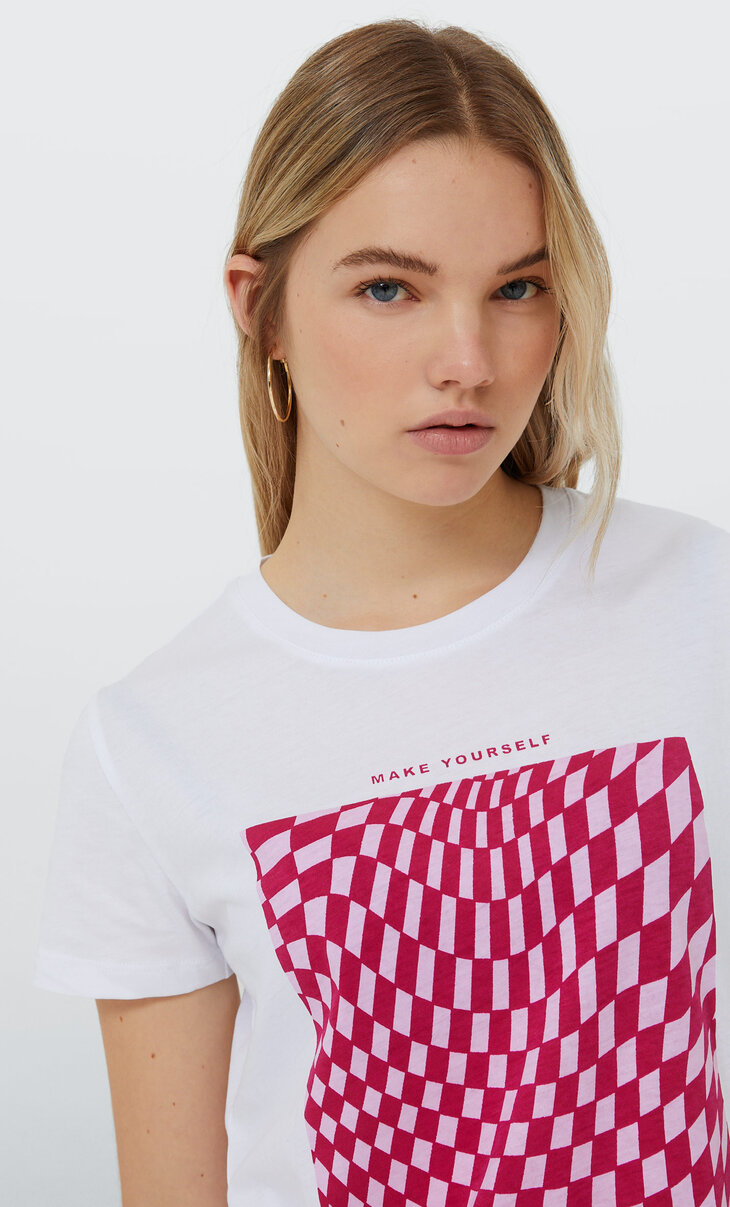 Short sleeve T-shirt with check print