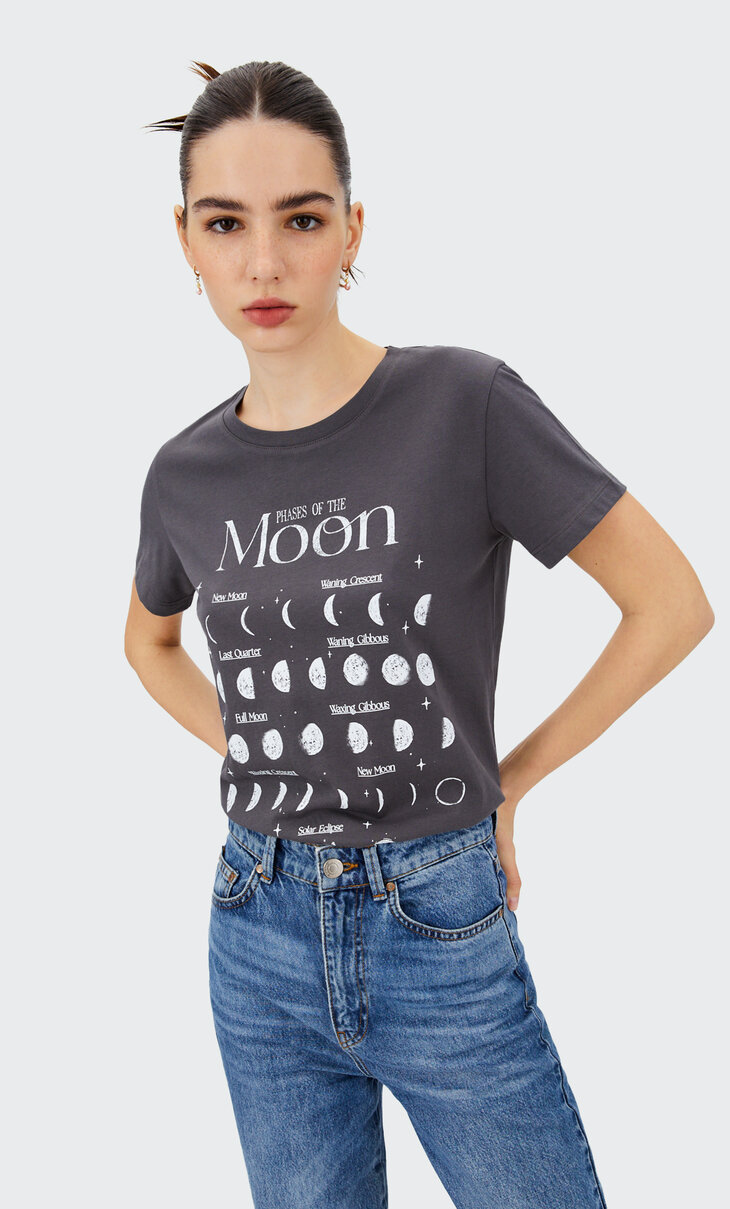 T-shirt met maanprint