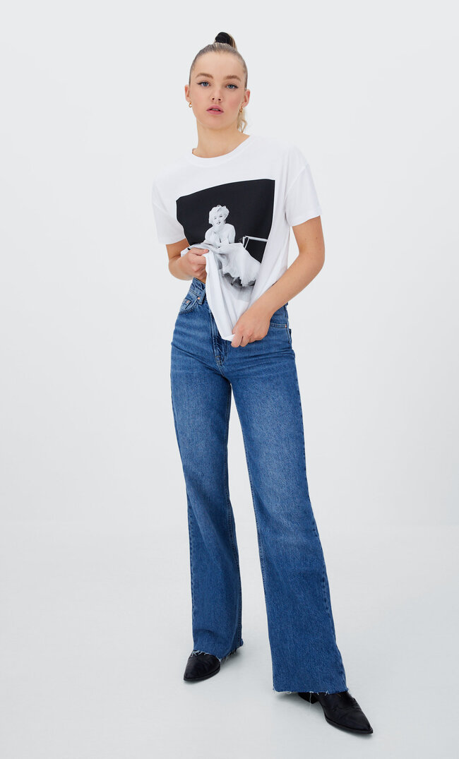 

Stradivarius Koszulka Z Marilyn Biały M