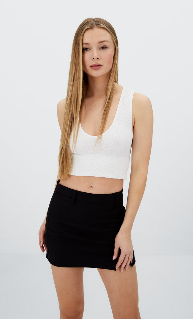 

Stradivarius Nahtloses Top Ecru S