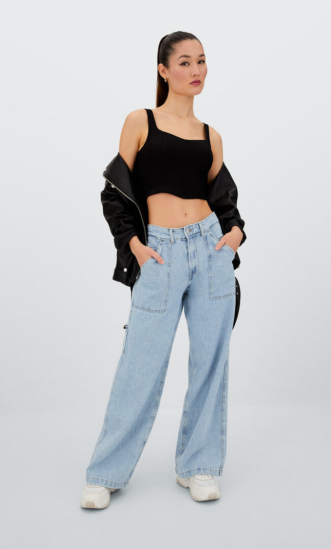 

Stradivarius Gorsetowy Top Na Ramiączkach Czarny S