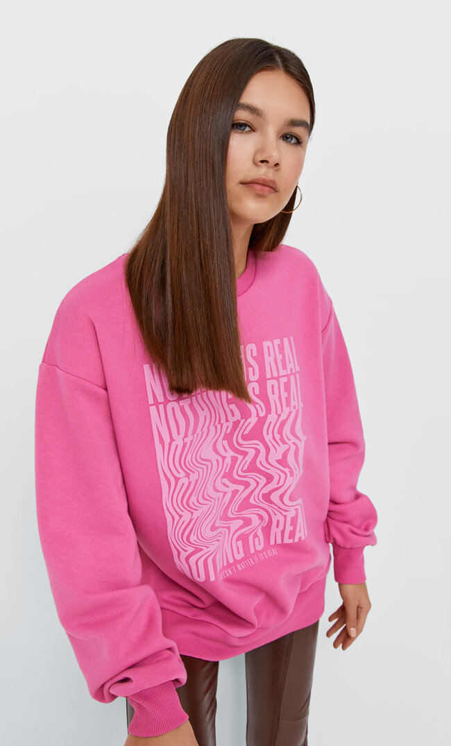 

Stradivarius Bluza Z Przekręconym Nadrukiem Fuksja M