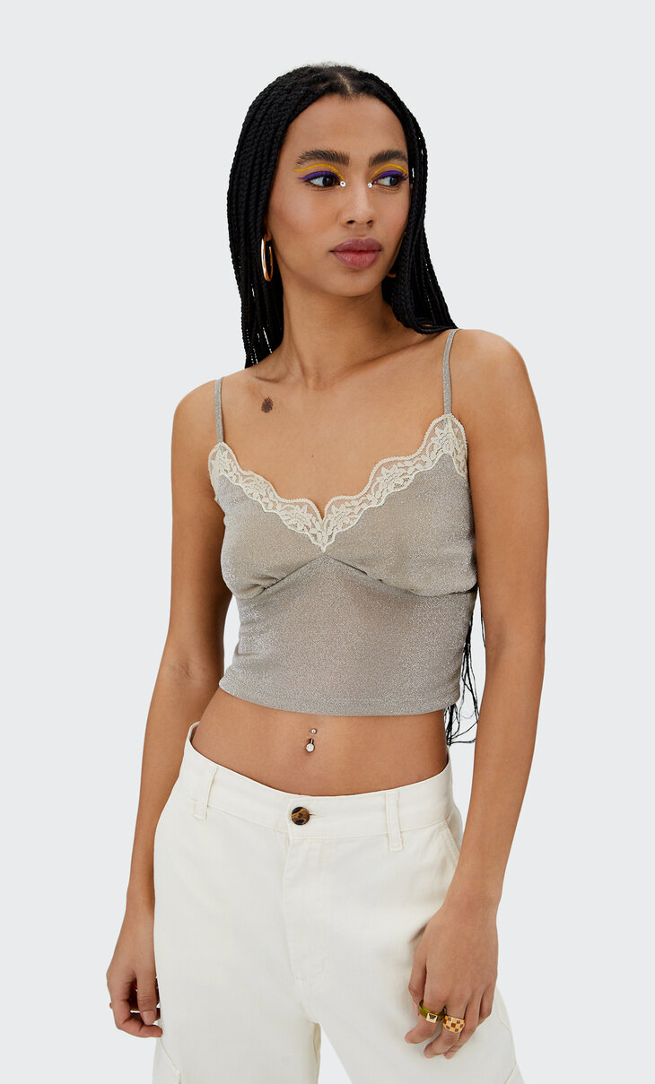 Strappy lace-trimmed top