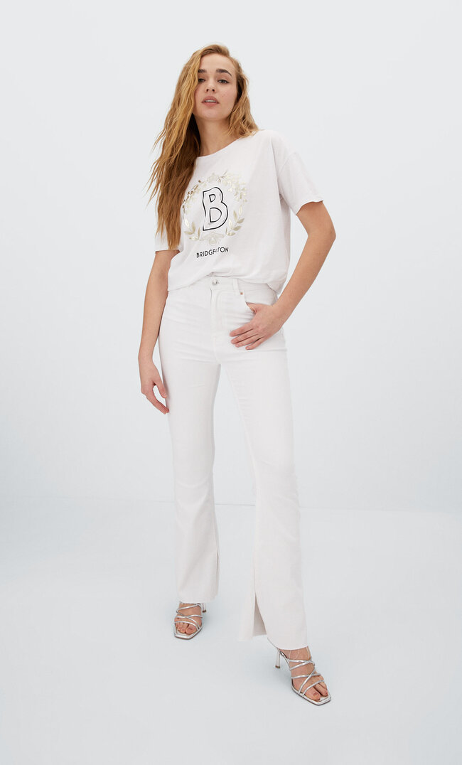 

Stradivarius Besticktes Shirt Bridgerton Weiß M