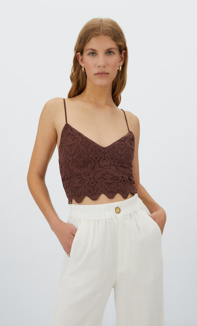 

Stradivarius Guipure-Top Braun Xl
