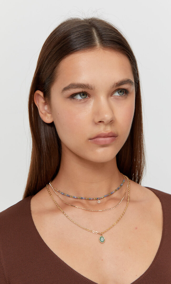 

Stradivarius 4er-Set Halsketten Mit Steinen Und Strass Gelb M
