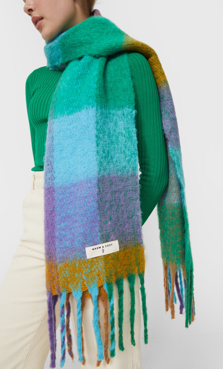 Multicoloured check scarf