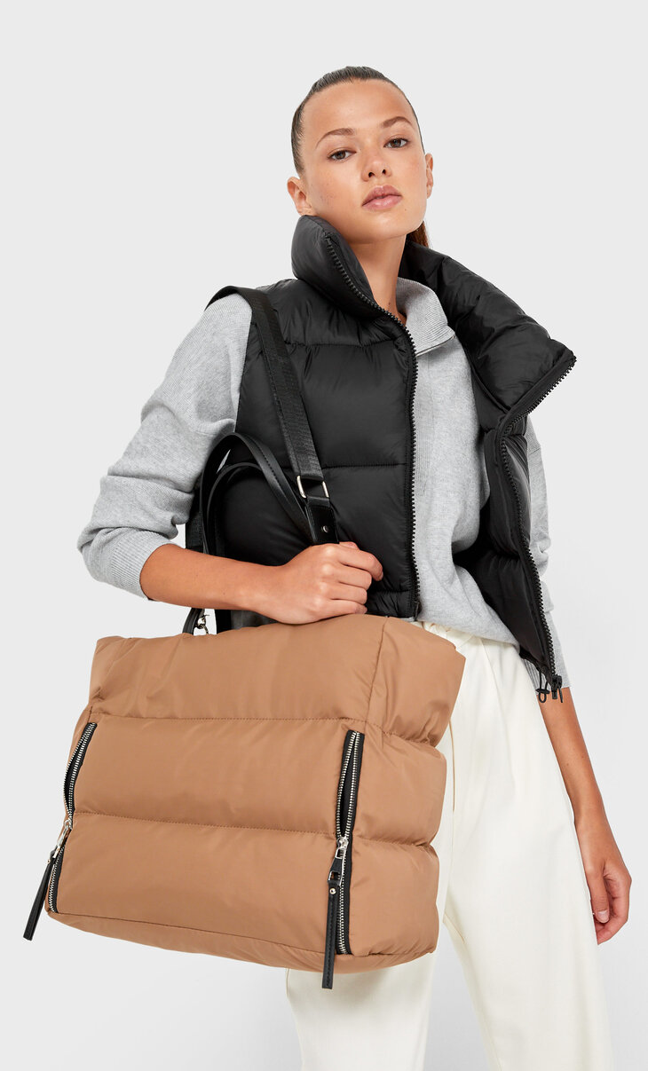 Υφασμάτινη τσάντα shopper με φερμουάρ