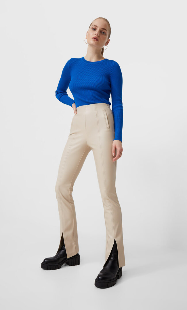 

Stradivarius Leggins Aus Kunstleder Mit Schlitz Steingrau 32