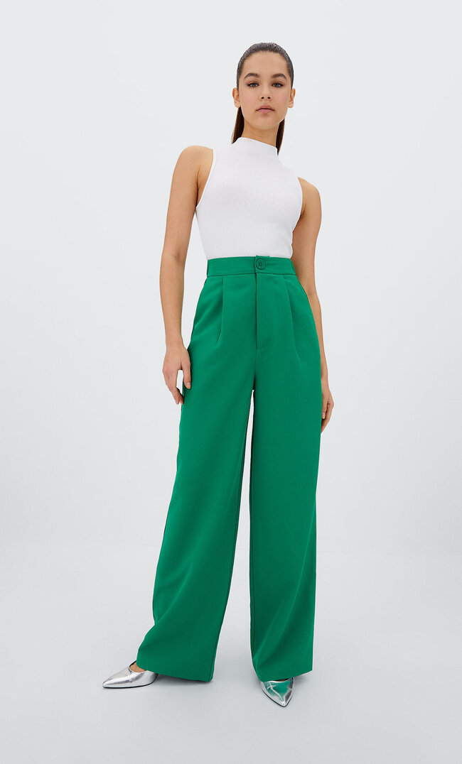 

Stradivarius Wide Leg Hose Grün 42