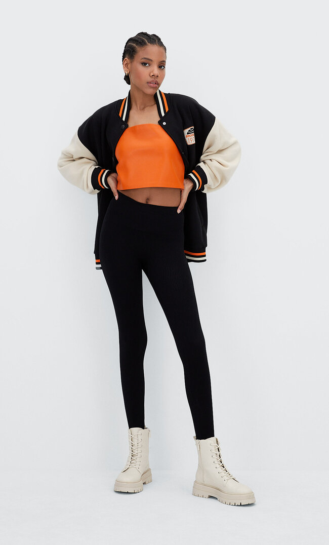 

Stradivarius Bezszwowe Legginsy Czarny S