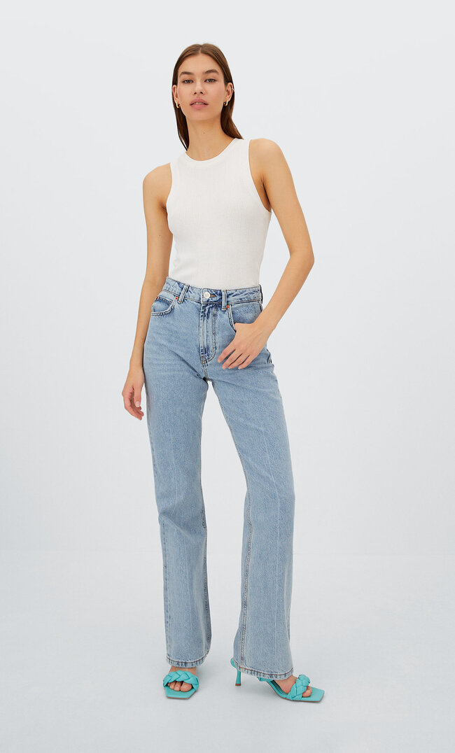 

Stradivarius Jeans-Schlaghose Im Vintagelook Medium Light Blue Denim 36