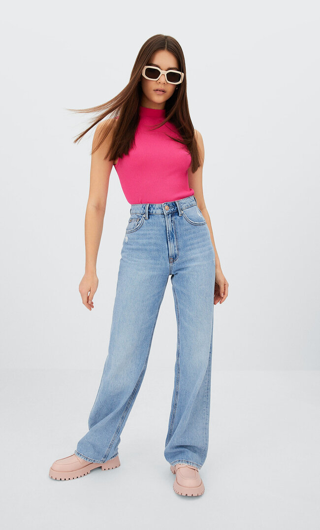 

Stradivarius Straight-Leg-Jeans Black Denim Dark 36