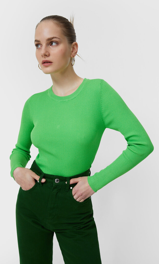 

Stradivarius Pullover Mit Rundausschnitt Grün L