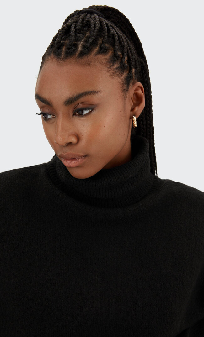 Stradivarius Sweter Basic Z Golfem Czarny Xl