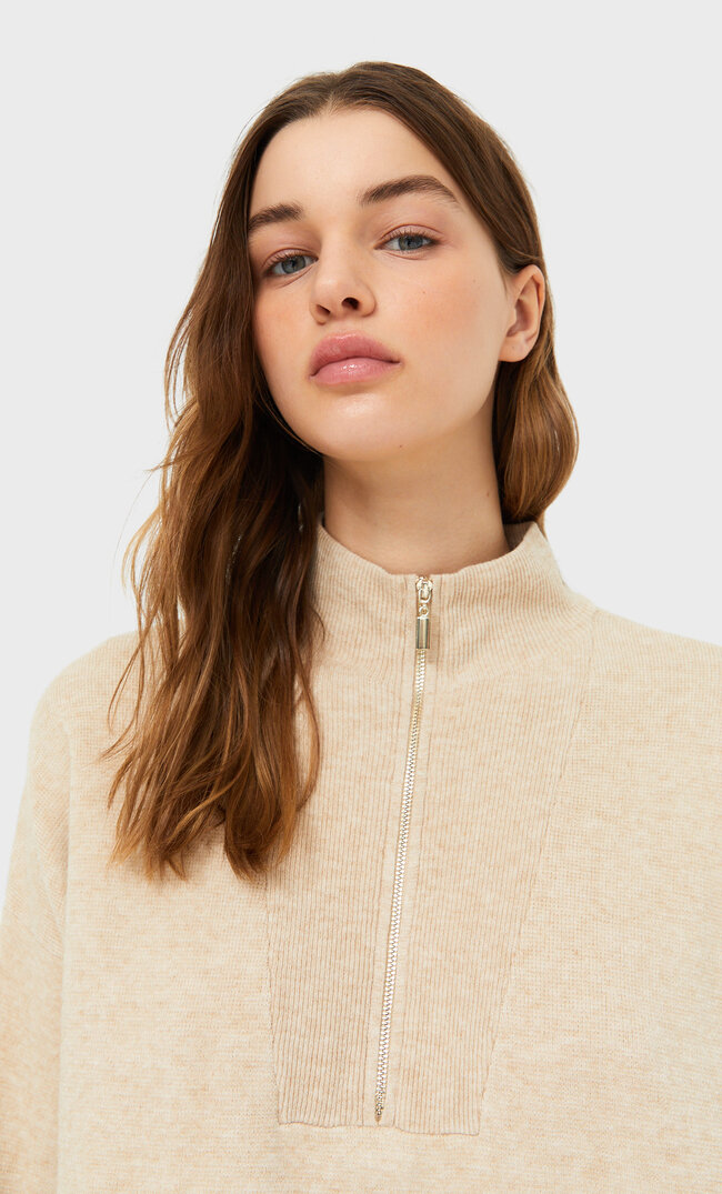 

Stradivarius Pullover Mit Reißverschluss Steingrau M