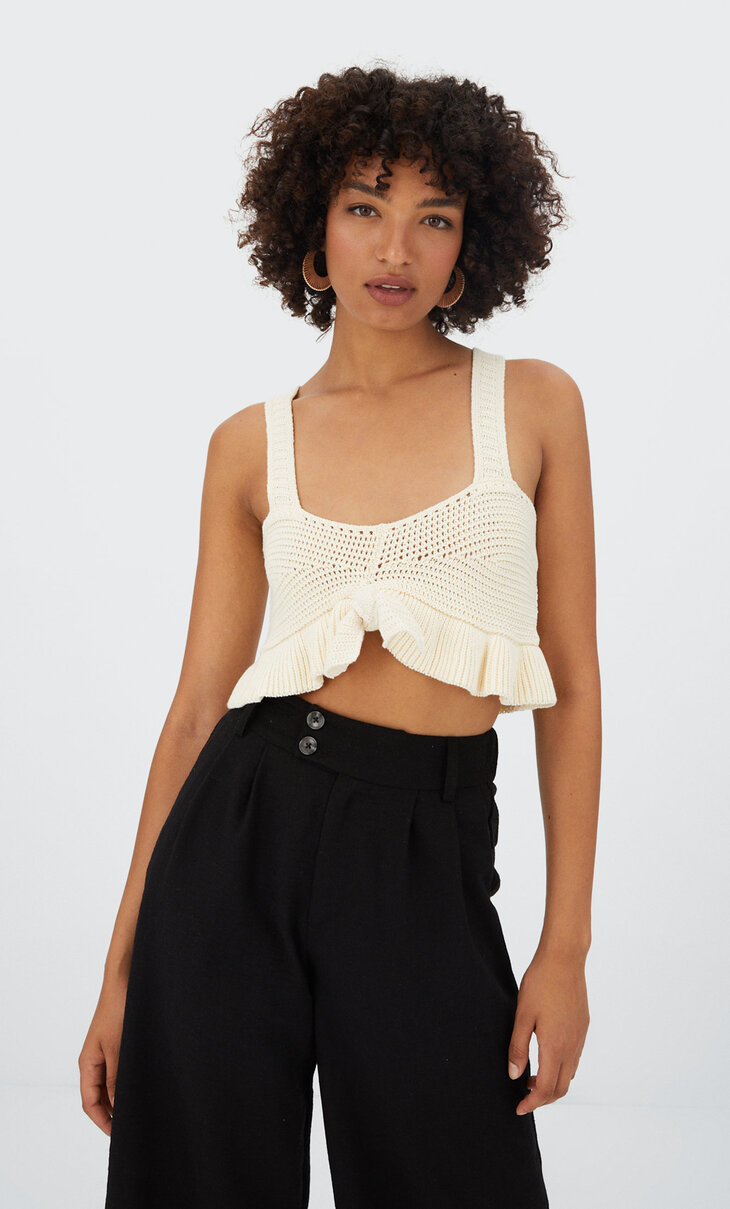 Crochet top with knot
