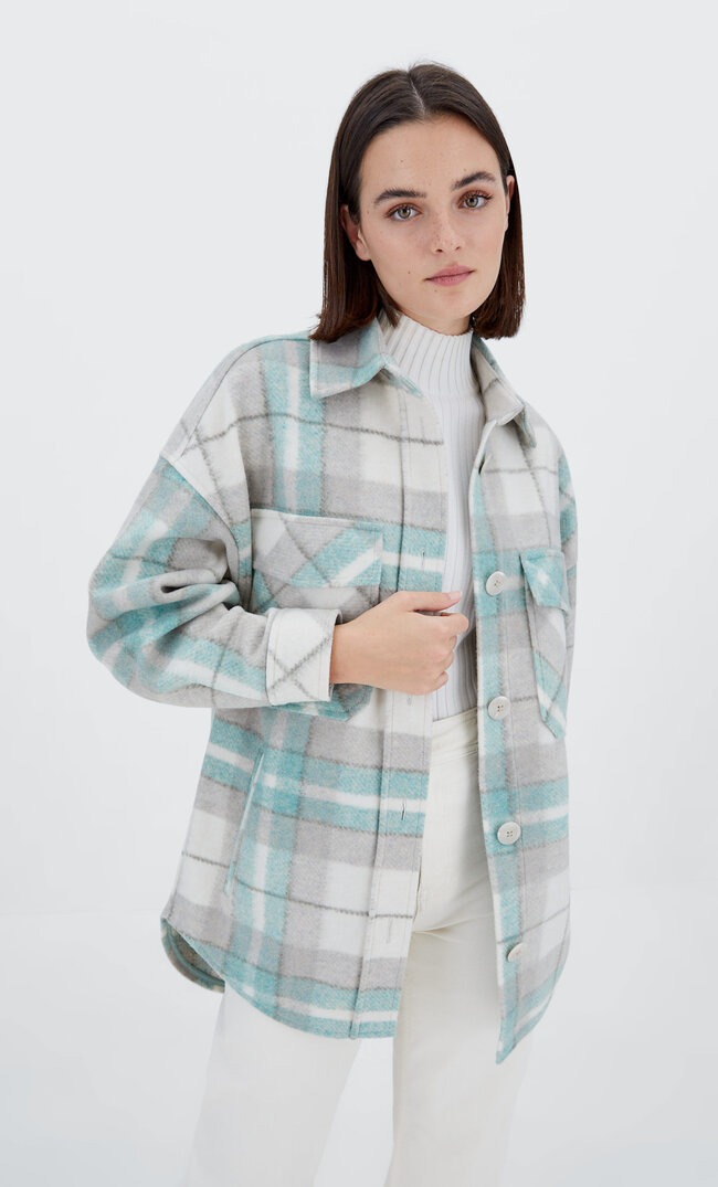 

Stradivarius Hemdjacke Mit Karomuster Grün L