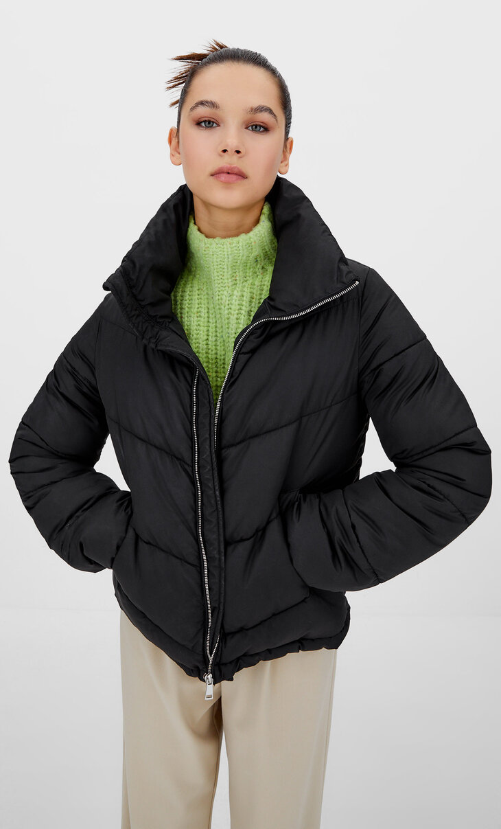 stradivarius high neck padded jacket