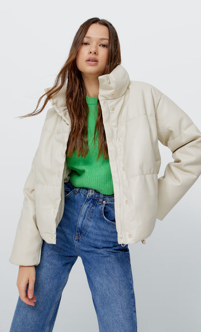 

Stradivarius Puffjacke Aus Kunstleder Ecru Xxs