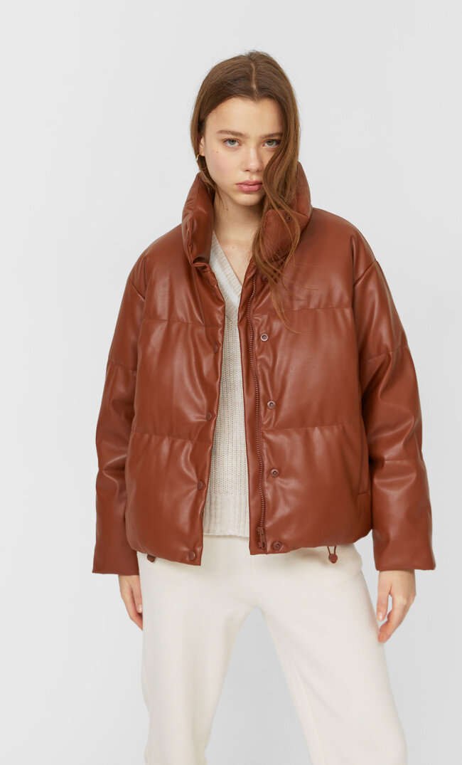 

Stradivarius Puffjacke Aus Kunstleder Helles Camel M